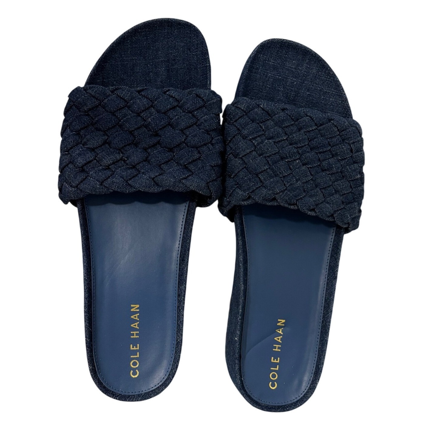 Cole Haan Grand 360 Denim Woven Slide Sandals Blue W28891 Womens Size 9